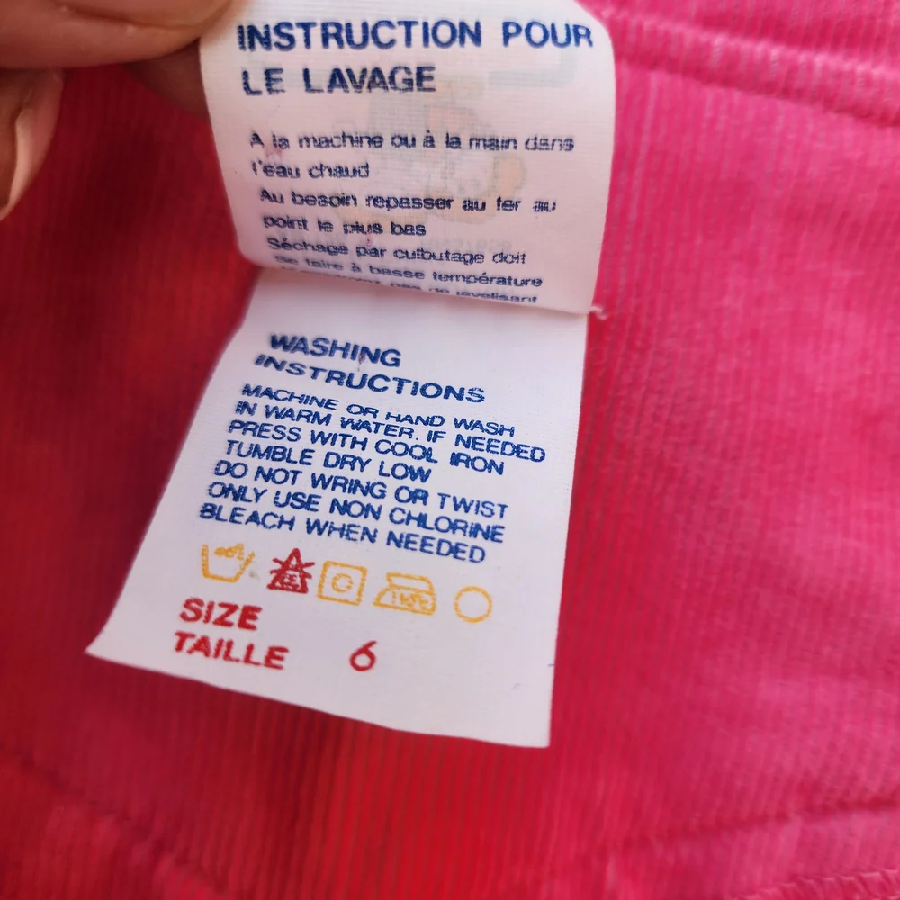 Vintage Joyeux Gamins Happy Kids Pink Corduroy Candy Embroided Dress,‎ Sz 6